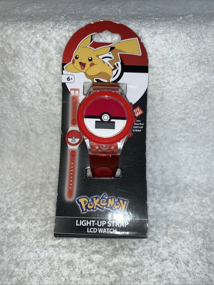 Nintendo Pokemon Pokeball LCD 2016 Watch Clear Digital Red Light-Up Strap Rare