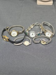 Vintage Ladies Watch Lot of 6 Swiss Wyler 10K RGP Timex Anne Klein Abalone
