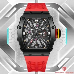 Pagani Design PD-1738 Red Skeleton Silicone Automatic Men’s Watch