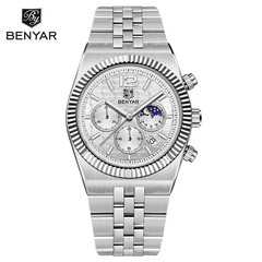 BENYAR Men’s Quartz Chronograph Moon Phase Watch Waterproof Luminous