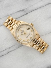 Vintage 1990 Rolex Day-Date 18238 18K Yellow Gold Ivory Roman Dial Auto 36mm