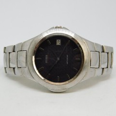 GUESS Waterpro G65376G Silver Tone Analog Men’s Watch Sz. 6 1/2″ New Battery