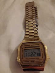 Casio unisex gold tone stainless steel digital watch A168WG New