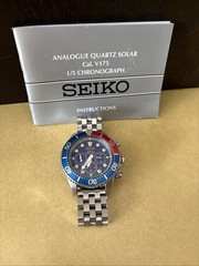Seiko Prospex SSC017 Solar Chronograph Diver Pepsi 200M V175 Watch