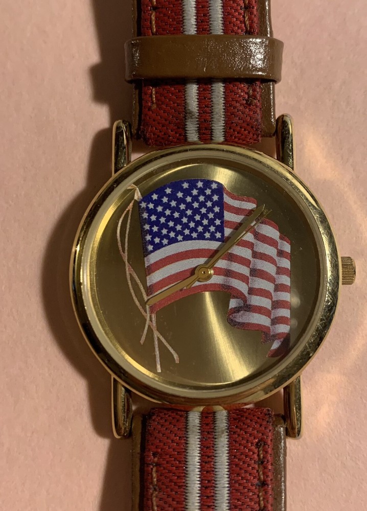 Valdawn Wrist Watch United States Flag American Patriotic Unisex *New Battery