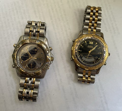 Vintage Seiko, Armitron Lot of 2 Two-Tone SS Chronograph Diver UNTESTED/ForParts