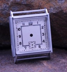 NOS ART DECO SWISS MEN’S WRIST WATCH CASE & DIAL 24.9×32.6mm 21.3mm LUG (EB)