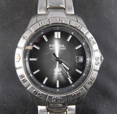 Fossil Blue AM-3688 Men’s Quartz Watch Black Dial Date Stainless Steel 100M