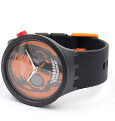 New Swiss Swatch IT’S SPOOKY TIME Black Silicone Halloween Watch 47mm SB03B700