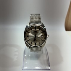 Vintage TECHNOS Sky Light Automatic Men’s Watch Silver Dial Mesh Bracelet Date J