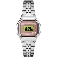 Timex Women’s Watch T80 Pink and Grey Dial Silver Bracelet Digital TW2T48500