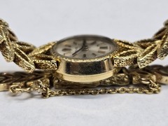 Vintage 50s Rolex 14K Gold Ladies 17.5mm Cocktail Watch Textured Leaf Band