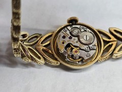 Vintage 50s Rolex 14K Gold Ladies 17.5mm Cocktail Watch Textured Leaf Band