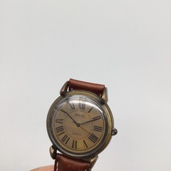 Relic Unisex Watch 34mm Bronze Dial Brown Leather Roman Numeral New Battery