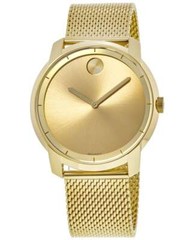 New Movado Bold Yellow Gold Tone Mesh Steel Band Men’s Watch 3600373