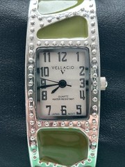 Vellacio Green And Silver Tone Women’s Cuff Watch
