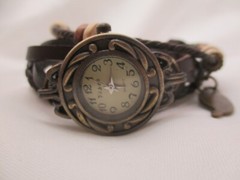 Viser Analog Wristwatch Brown Boho Multi-Stranded Band Bronze Tone Beaded