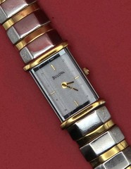 Bulova 14.5mm X 23mm Silver Gold Tone 98T31 Japan Quartz Watch New Battery