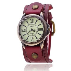 Vintage Wrist Watch Scratch Resistant Wristwatch with Wide Leather Strap Birthda