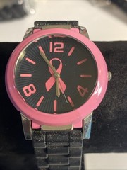 Breast Cancer Awareness Pink Ribbon Watch New Battery