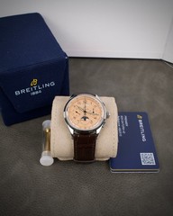 Breitling Premier B25 Datora AB2510201K1P1 2025 Papers Unworn Steel Salmon Moon
