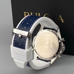 New Bulova Marine Star 96B287 Blue Dial Men’s Chronograph Quartz Watch 43 mm