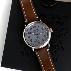 Shinola The Runwell Slate Blue Dial Tan Leather Strap Quartz Men’s Watch 41mm