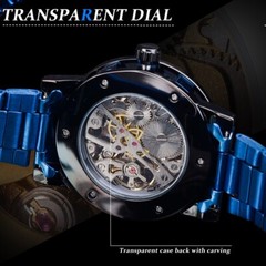 WINNER Mens Mechanical Wrist Watch Stainless Steel Luxury Diamond Skeleton Watch