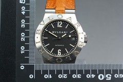 Near MINT BVLGARI Diagono LCV35S Date Black Genuine Belt Auto 36mm Men’s Watch
