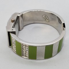20MM Cuff Watch Women Gray Dial Green Gray Bracelet 5.5″ Wrist New Battery