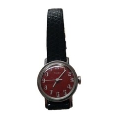 Vintage Timex Red Dial Mechanical Manual Wind Watch Gen Lizard Speidel Strap