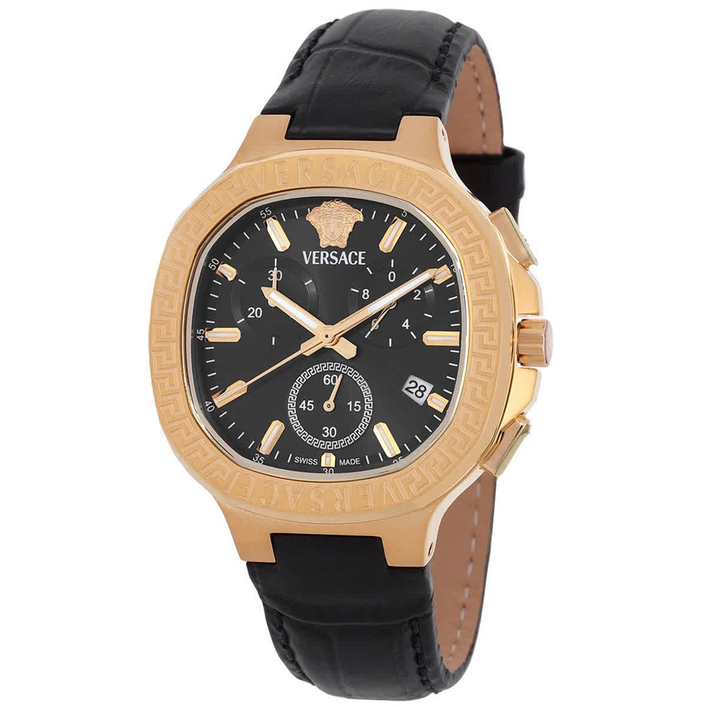 Versace V-Chrono Square Chronograph Quartz Black Dial Watch VEVCA0224