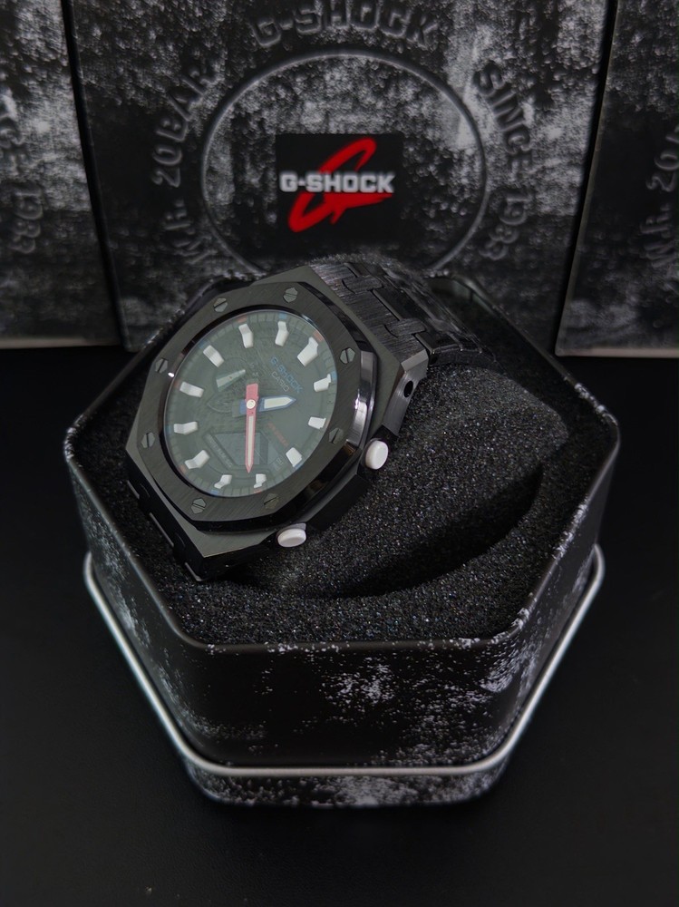 Casio GA-2100 G-Shock Watch – Sandblasted Black Case Mod – Black Dial