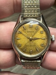 Vintage 1950s BENRUS Shock Absorber | Rare Textured Honeycomb Dial | 10K GF