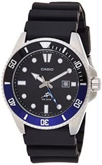 Casio Men’s Stainless Steel Quartz Sport Watch with Resin Strap, Black/Blue