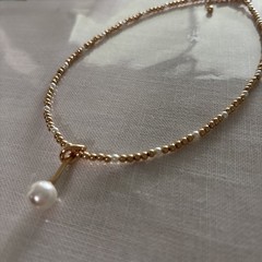 New Collection Of Jewelry. Watch. Baby Gold And Pearl Neck. One Pear Hangs Down