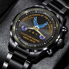 US Air Force, American By Birth, Veteran By Choice – Black Stainless Steel Watch