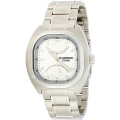 NEW K&BROS 9462-1 Mens Steel Silver-tone Bracelet Black Dial Watch W Month & Day