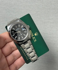 Rolex Datejust 126300 Silver Oyster Bracelet with Smooth Bezel (Black Dial)