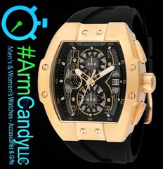 New Invicta Pitlane/Gridlock Gold Case Black Silicone Straps 48029 Still Sealed