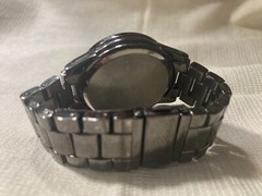 Woman’s Black Stainless Steel Watch With Fold Clasp