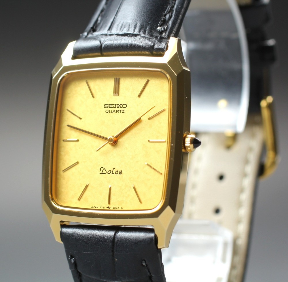 1985 [Near MINT] Seiko Dolce 7731-5040 Gold Dial 27mm Quartz Men’s Watch