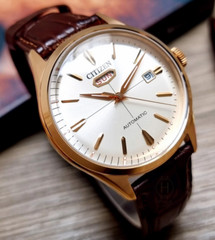 Citizen Automatic Rose Gold Tone White Dial Day Date Men’s Watch NH8393-05A