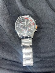 NEW Men’s Black Dial Silver Band Geneva Quartz Watch Battery Powered