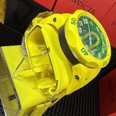 Invicta Venom Hydra 52mm Yellow And green dial silicone Band 50510