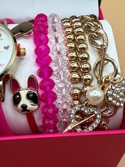 💖⌚ Jessica Carlyle Watch & Bracelet Set Pink Hearts Gift Box NEW