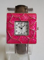 Women’s pink, black, multicolor & silver finish number dial fashion watch