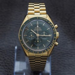 OMEGA SPEEDMASTER MOONWATCH 18K GOLD GREEN DIAL 310.60.42.50.10.001 W/BOX