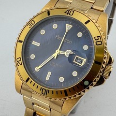 Armitron Quartz Watch Men 50m Gold Tone Steel Rotating Bezel New Battery 7.75″