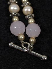 Pink Ribbon Awareness Glass Bead Toggle Bracelet Watch 6.5 inches